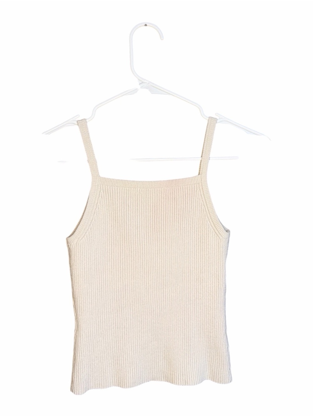 GU Ribbed Square-Neck Camisole in Cream - Picture 2 of 5